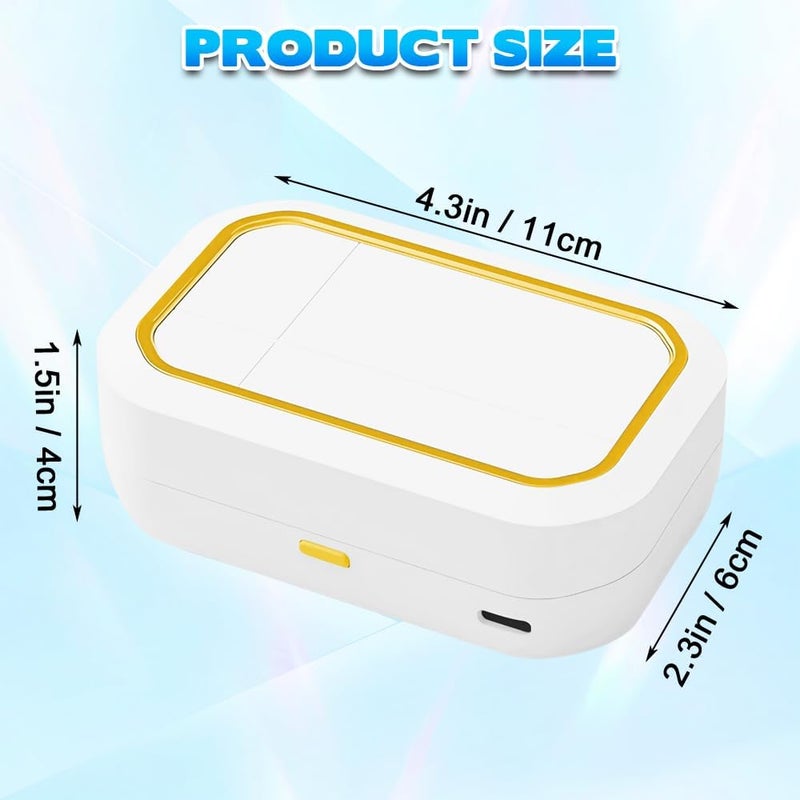 Casbomy Contact Lens Clean Machine, Portable Ultrasonic Contact Lens Cleaner with 4 Timing Modes, 360° High-Frequency Vibration for Cleaning Soft Lenses, Colored Contact Lenses (White) - Image 3